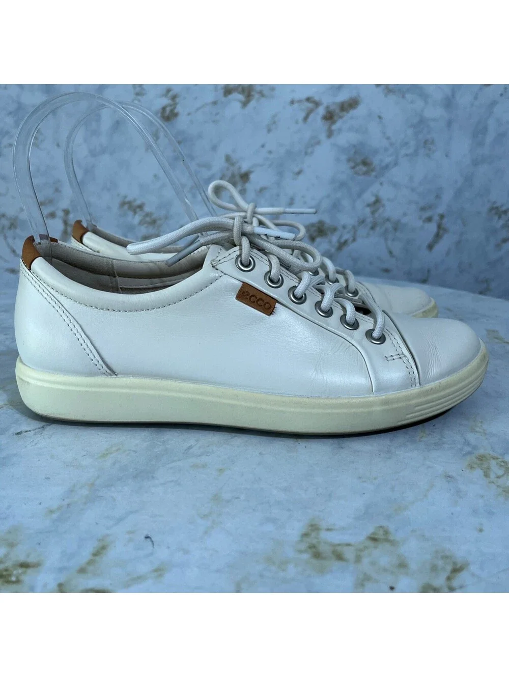 Ecco 36 Soft 7 Women's Size 5.5 Shoes White Leather Casual Comfort Low Sneakers
